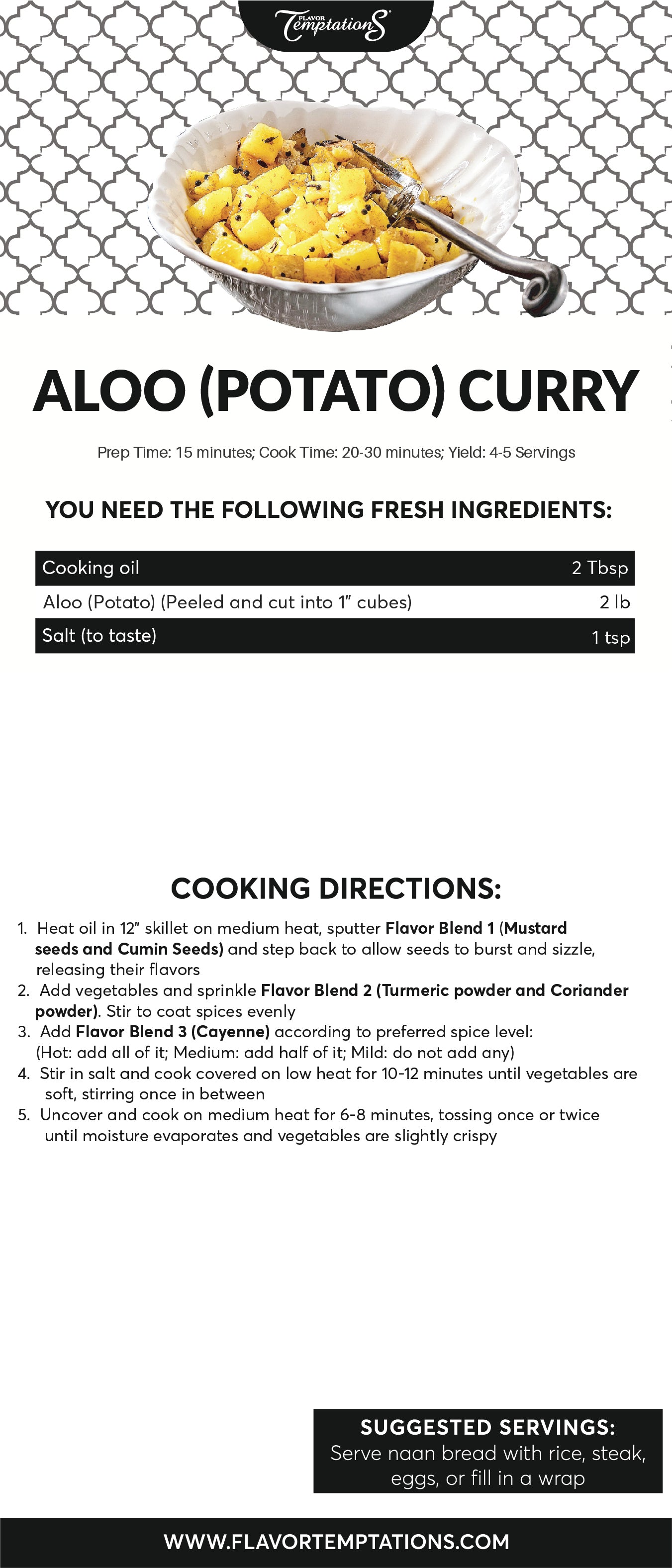 Potato Curry Spice Mix Kits