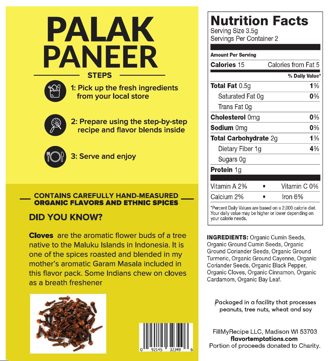 Palak Paneer Spice Mix Kits