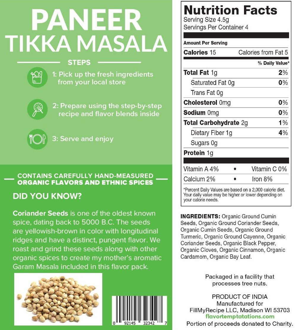 Paneer Tikka Masala Spice Mix Kits