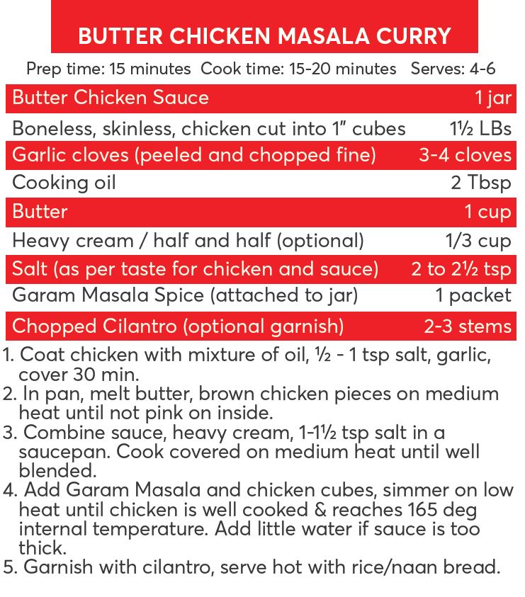 Butter Chicken recipe using curry sauce