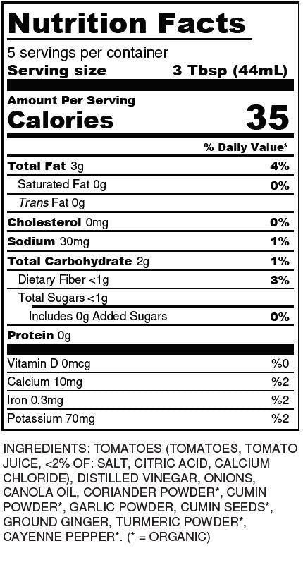 Butter Chicken curry sauce nutrition information